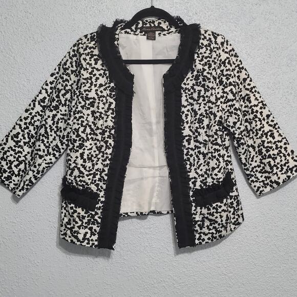 Marisa Christina Jackets & Blazers - Vintage Marisa Christina‎ Womens Dalmatian Print Blazer Size L Ruffle Unique 80s